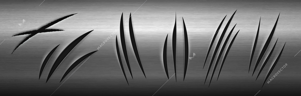 Scratches texture on metallic surface realistic vector illustration