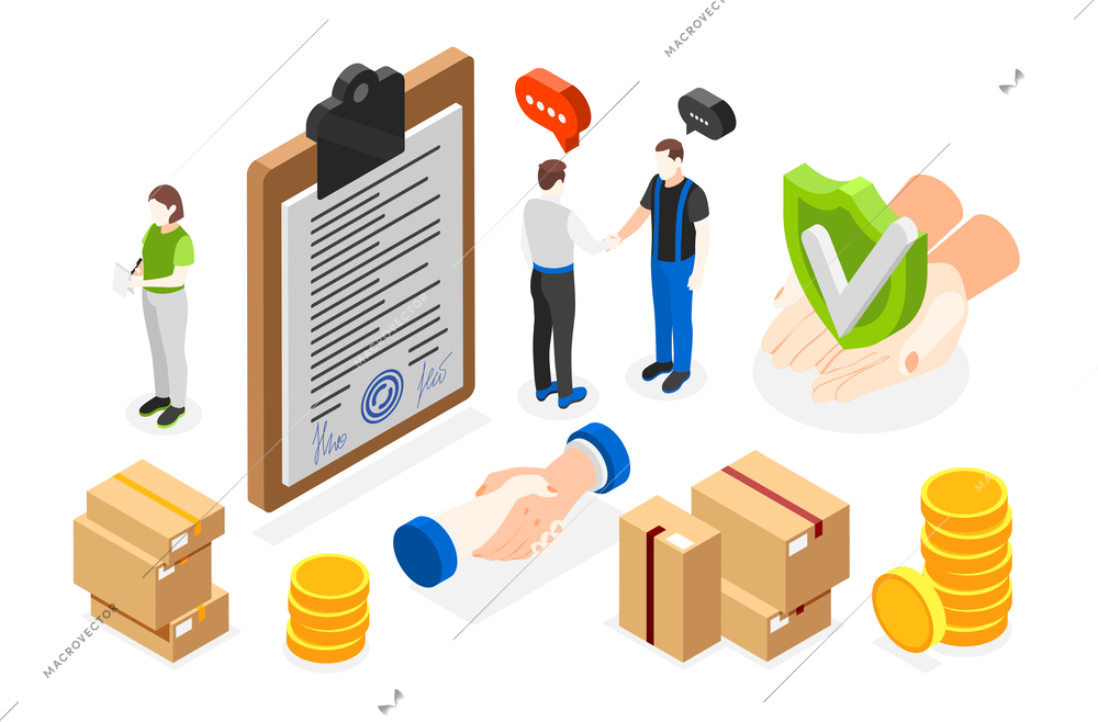 Esg environmental social governance taking care of staff rights isometric concept composition with 3d elements vector illustration