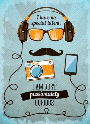 Hipster poster with vintage accessories and items vector illustration