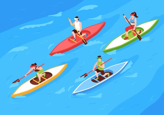 Regatta background with sailing race symbols isometric vector illustration