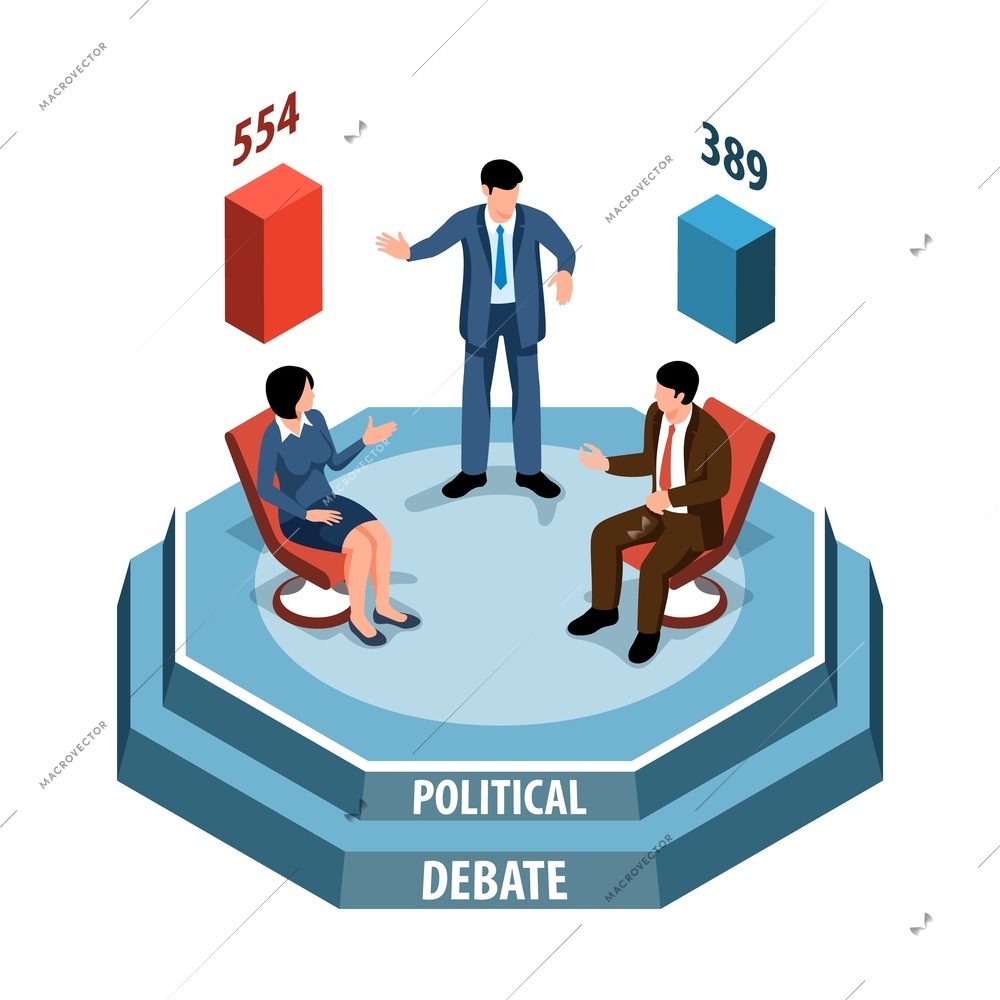 Isometric politicla concept with election debate scene vector illustration