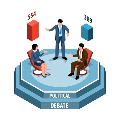 Isometric politicla concept with election debate scene vector illustration