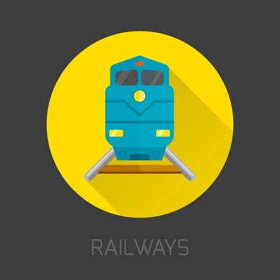 Railway and subway train flat icon isolated on dark background vector illustration