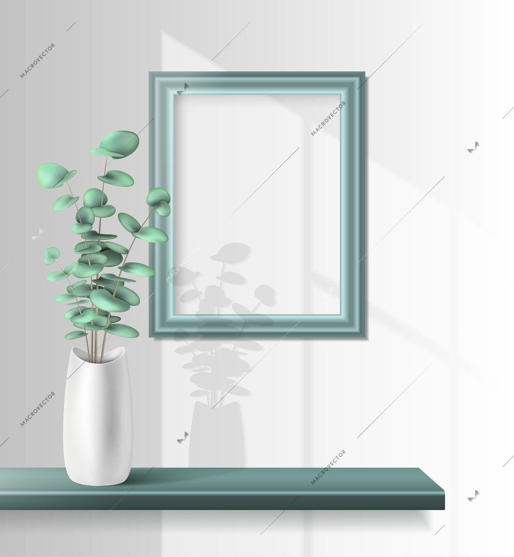 Houseplants background with house green interior realistic  vector illustration