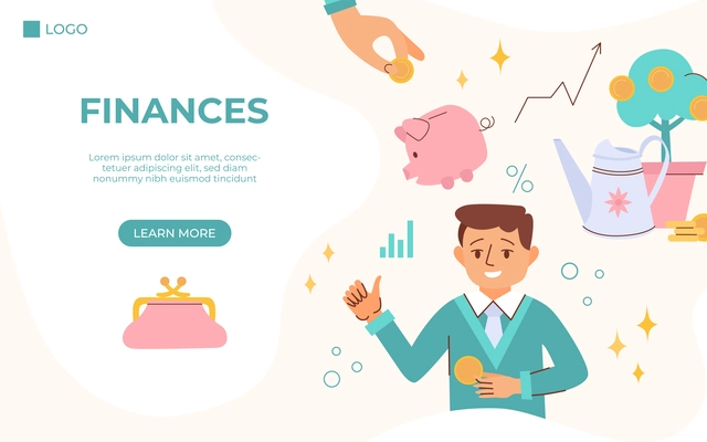 Financial planning and investment flat web site page vector illustration