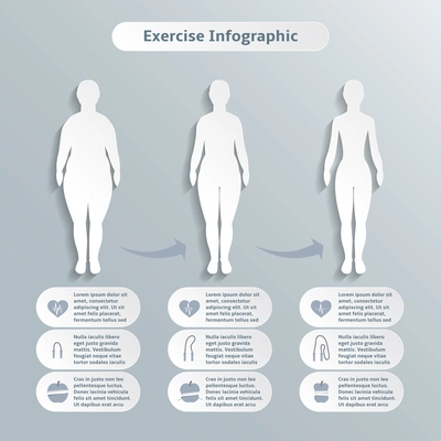 Infographic elements for women fitness and sports of slimness weight loss and healthcare vector illustration