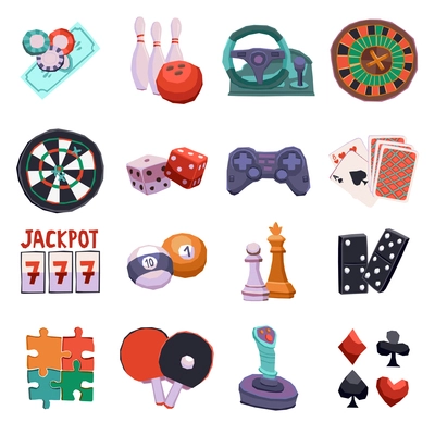 Video gambling and table games decorative icons set isolated vector illustration