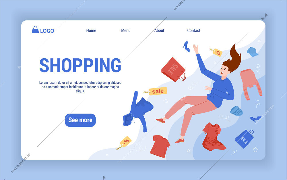 Shopping and sale composition with falling people flat vector illustration