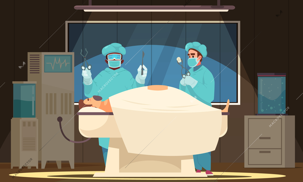 Doctor cartoon concept with medical surgery scene vector illustration