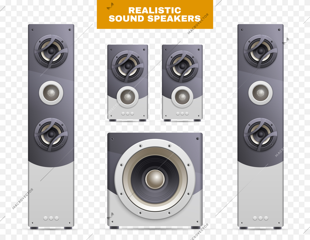 Isometric isolated sound speakers icon set set of speakers for surround sound home theater system vector illustration