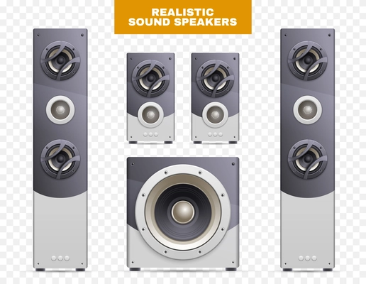 Isometric isolated sound speakers icon set set of speakers for surround sound home theater system vector illustration