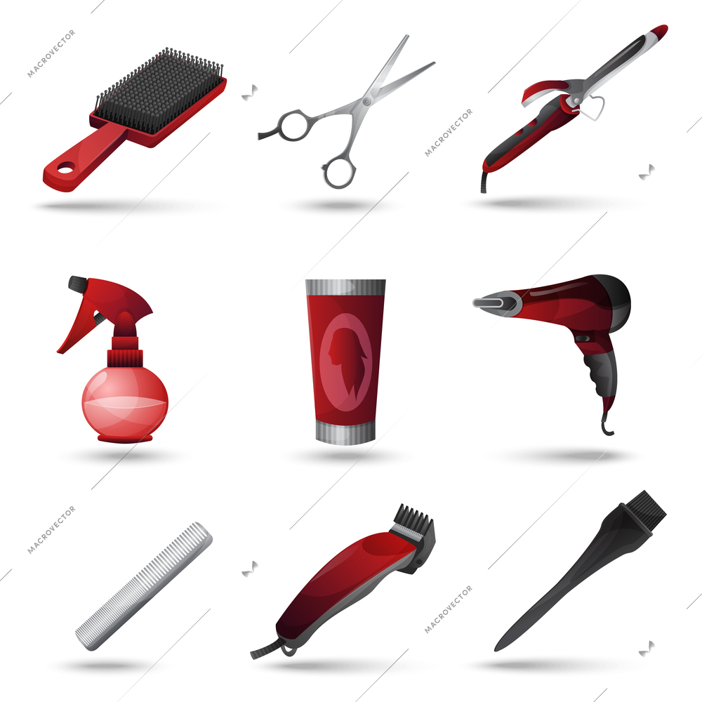 Hairdresser and beauty salon decorative icons set isolated vector illustration