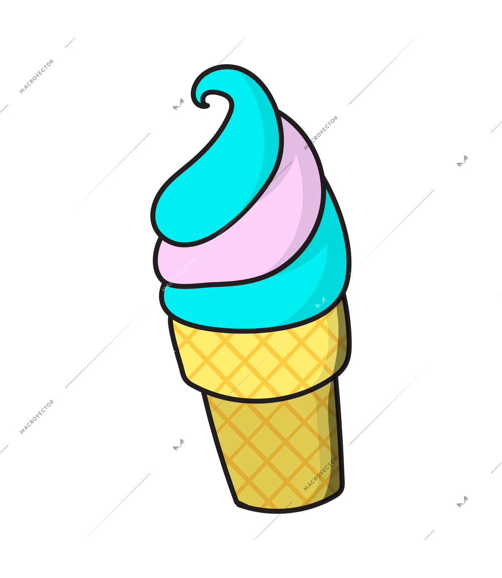 Colored stylish retro fashion ice cream cone patch badge vector illustration