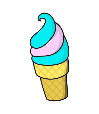 Colored stylish retro fashion ice cream cone patch badge vector illustration