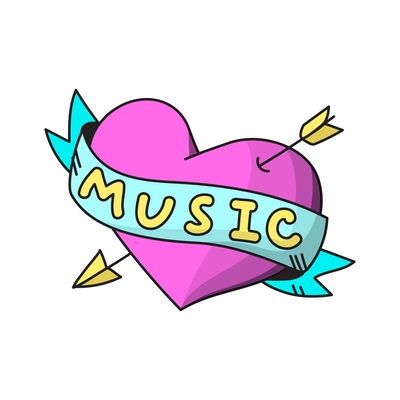 Colored stylish retro fashion love music patch badge vector illustration