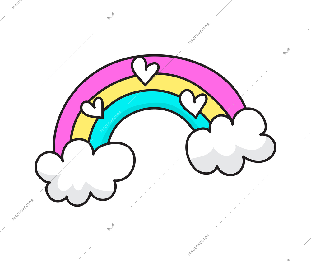 Colored stylish retro fashion rainbow patch badge vector illustration