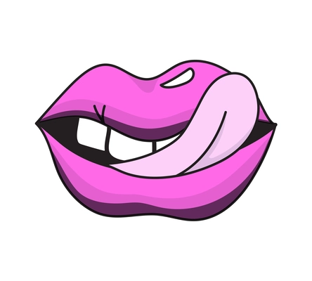 Colored stylish retro fashion female mouth patch badge vector illustration