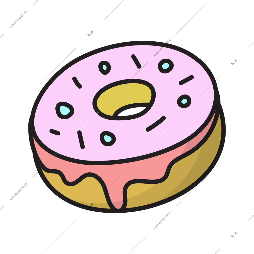 Colored stylish retro fashion donut patch badge vector illustration