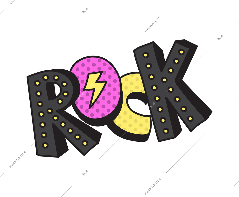 Colored stylish retro fashion rock patch badge vector illustration