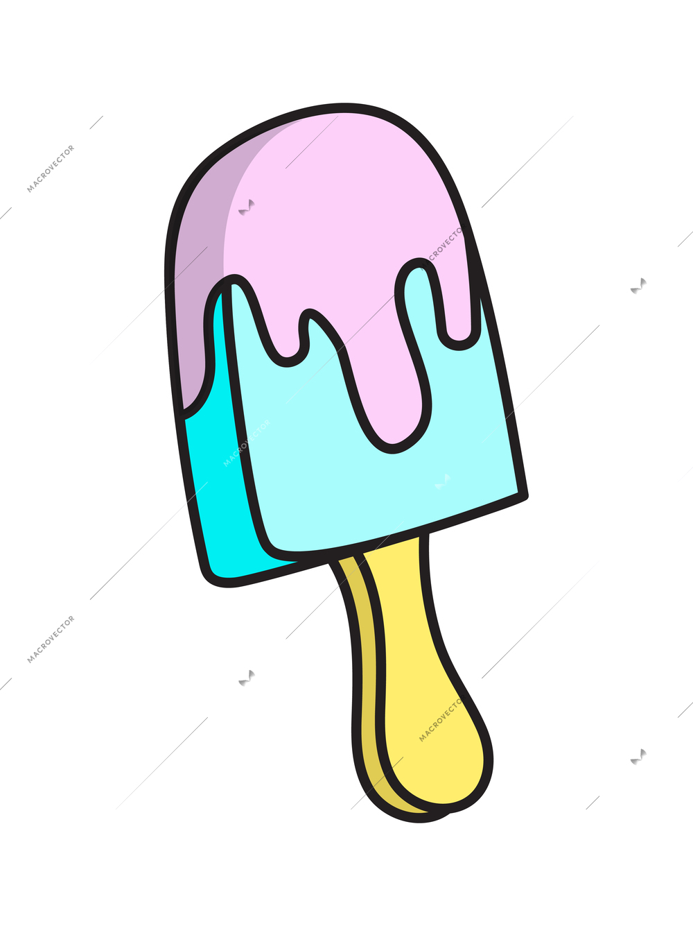 Colored stylish retro fashion ice cream patch badge vector illustration