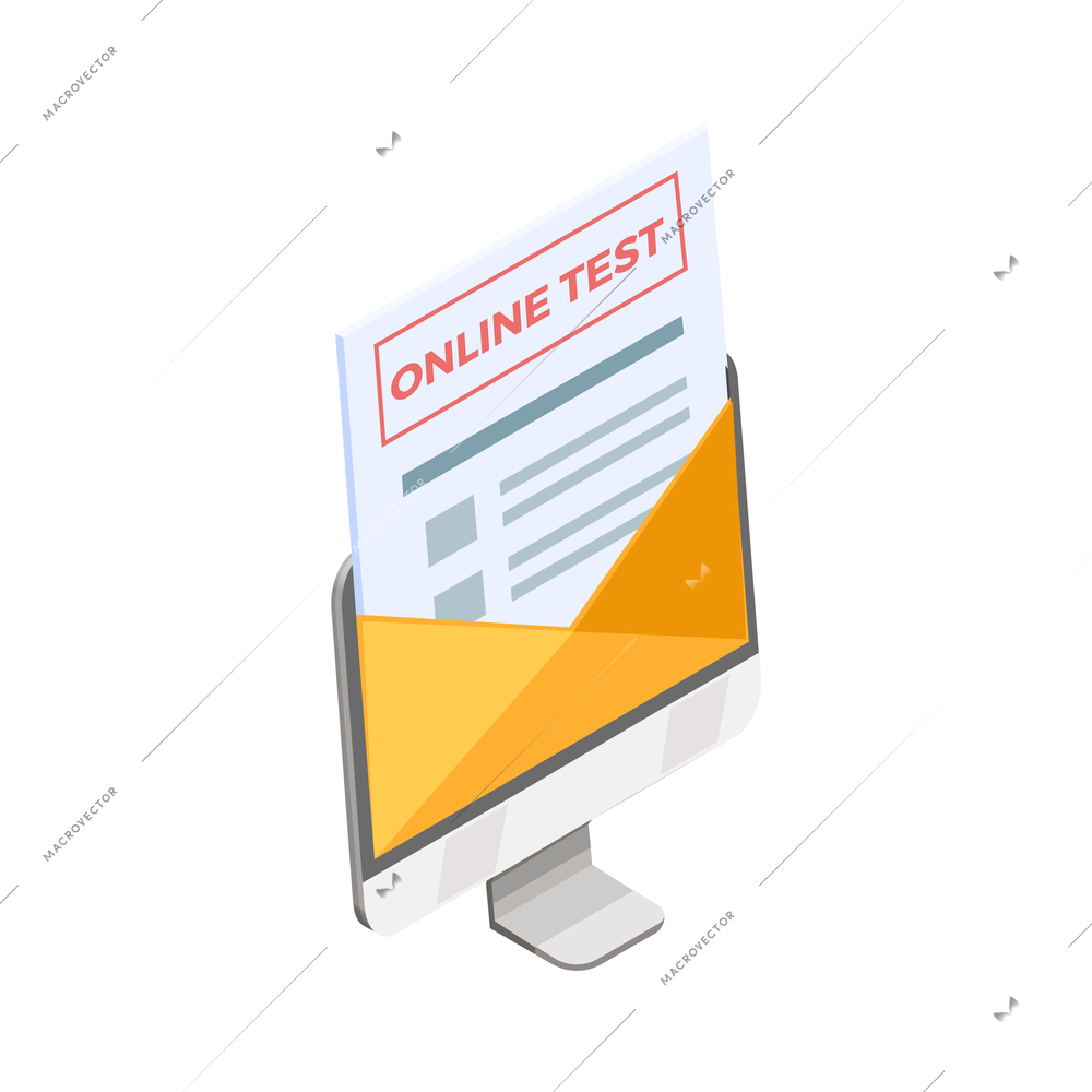 Online education test isometric icon 3d vector illustration