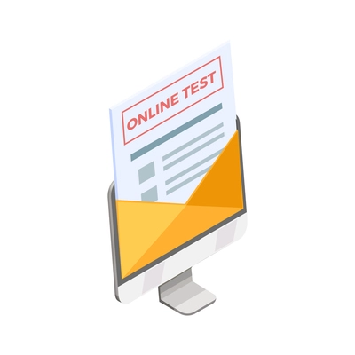 Online education test isometric icon 3d vector illustration