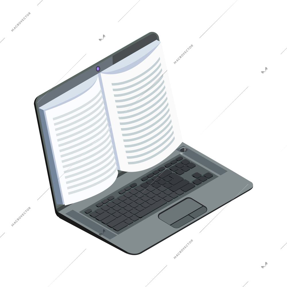 Online education electronic book isometric concept icon vector illustration