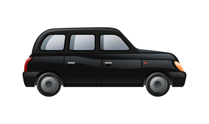 Black london cab side view realistic vector illustration