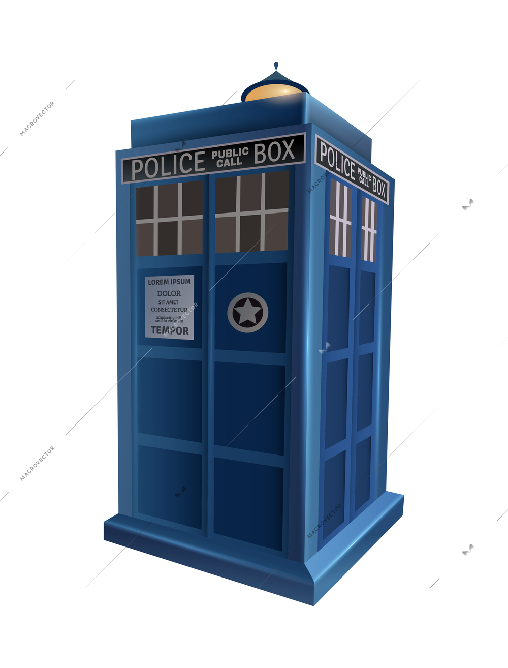 Realistic blue london police telephone box vector illustration
