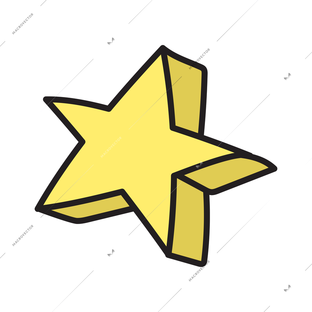 Colored stylish retro fashion yellow star patch badge vector illustration