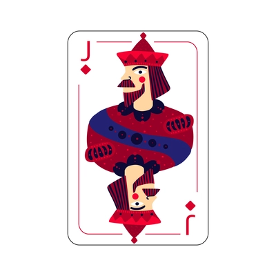 Jack of diamonds color playing card flat vector illustration