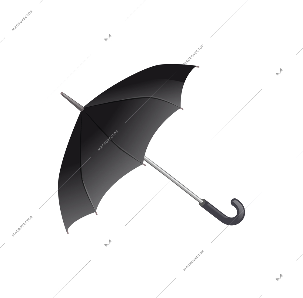 Realistic black umbrella on white background vector illustration