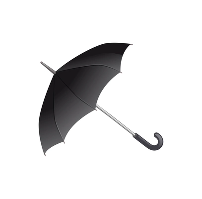 Realistic black umbrella on white background vector illustration