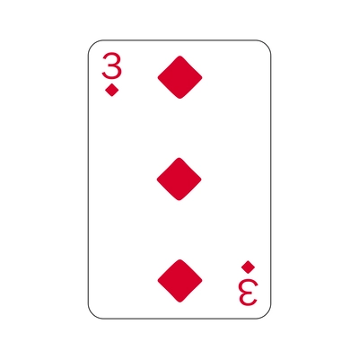 Three of diamonds playing card in flat style vector illustration