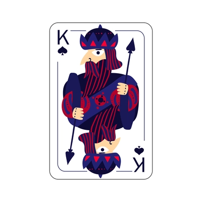 Flat playing card king of spades on white background vector illustration