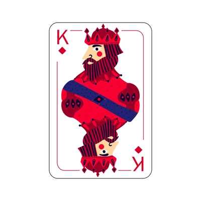 Playing card king of diamonds flat vector illustration