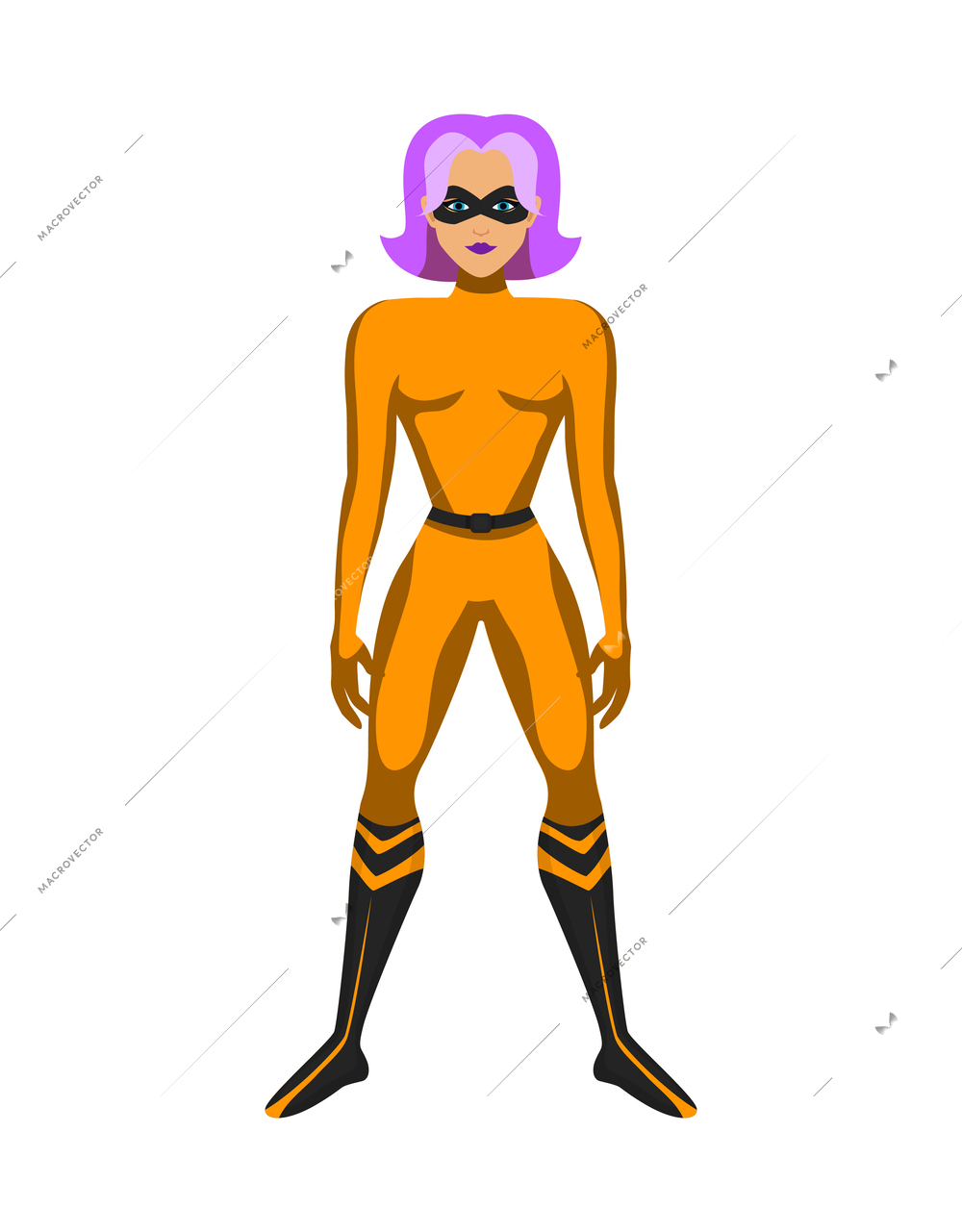 Cartoon female character wearing supehero costume vector illustration