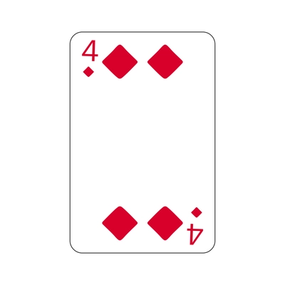 Four of diamonds playing card flat vector illustration
