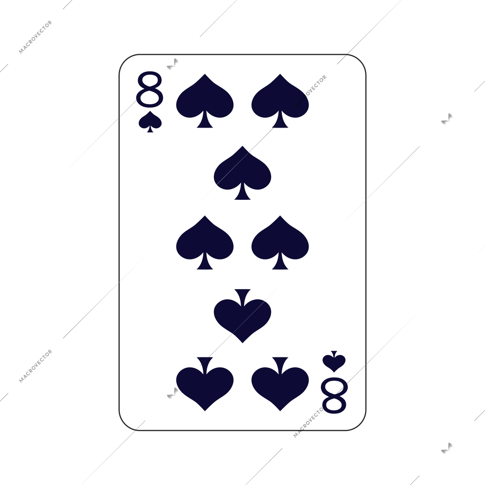Flat eight of spades playing card vector illustration