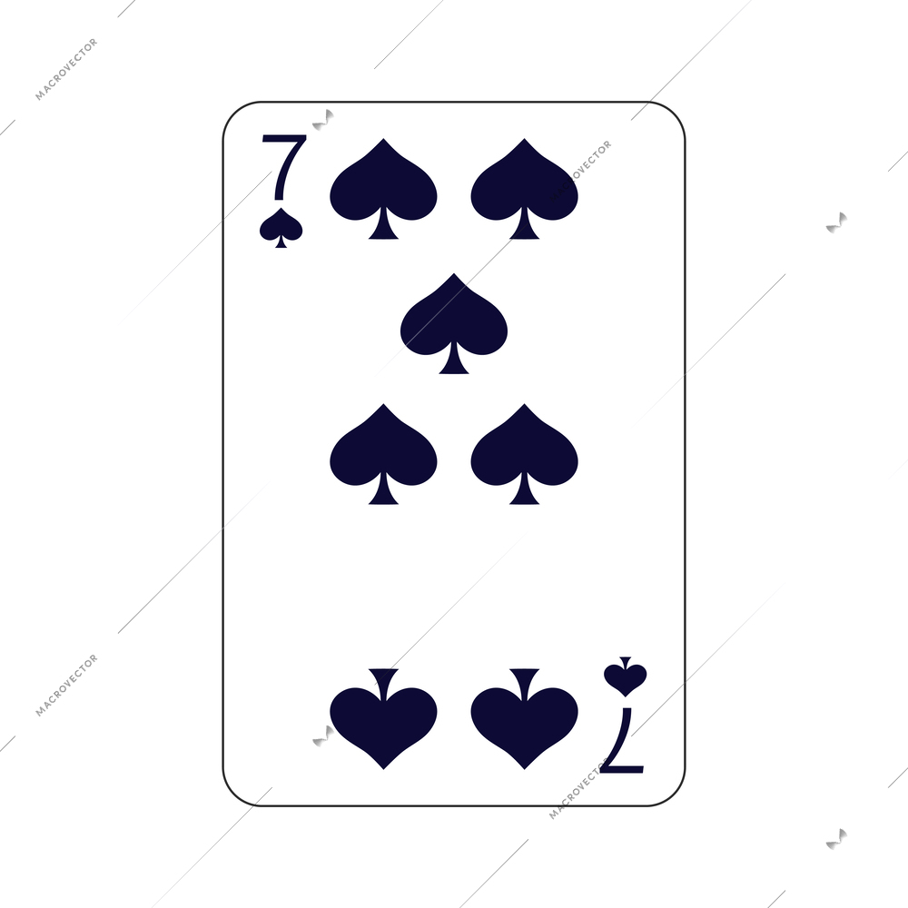 Flat playing card seven of spades vector illustration