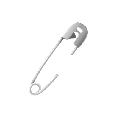 Silver safety pin realistic vector illustration