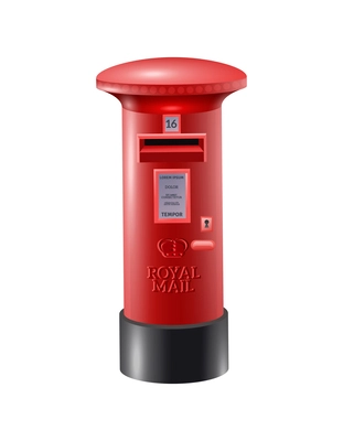 Realistic traditional british royal mail red post box vector illustration