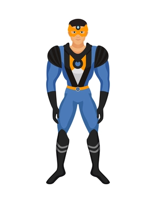 Cartoon male character wearing superhero costume and mask vector illustration