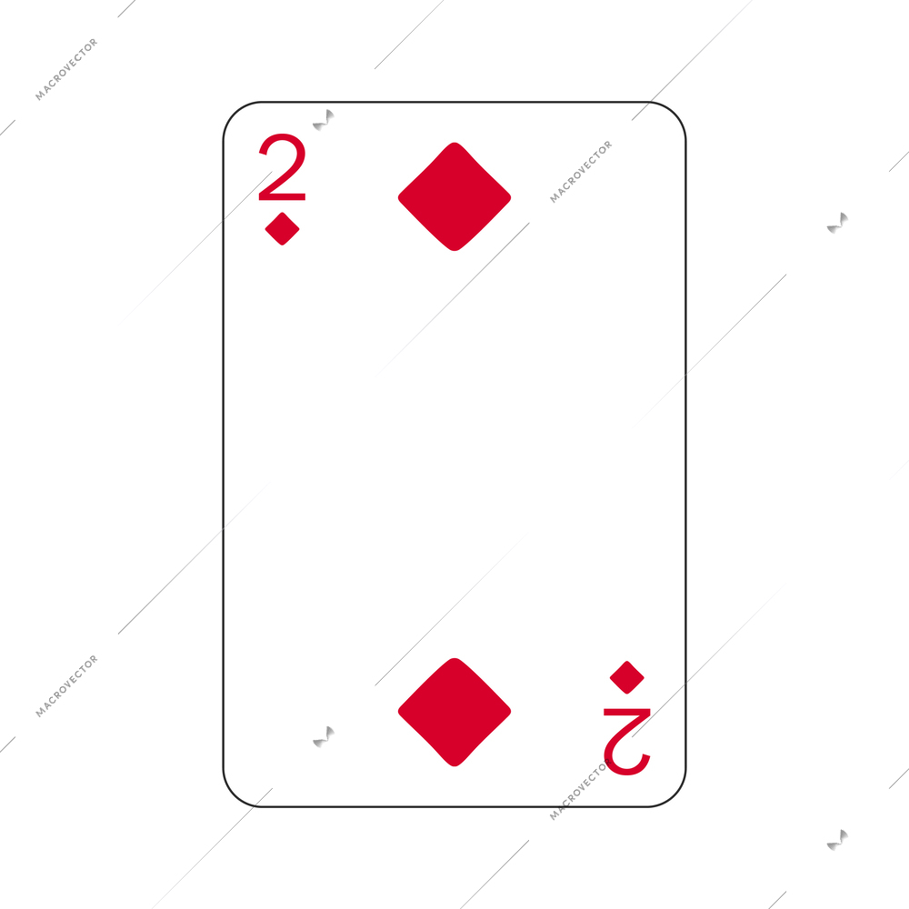 Flat two of diamonds playing card vector illustration