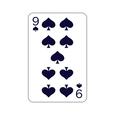 Playing card nine of spades flat vector illustration