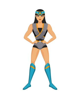 Female superhero character wearing costume cartoon vector illustration