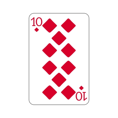 Ten of diamonds playing card flat vector illustration