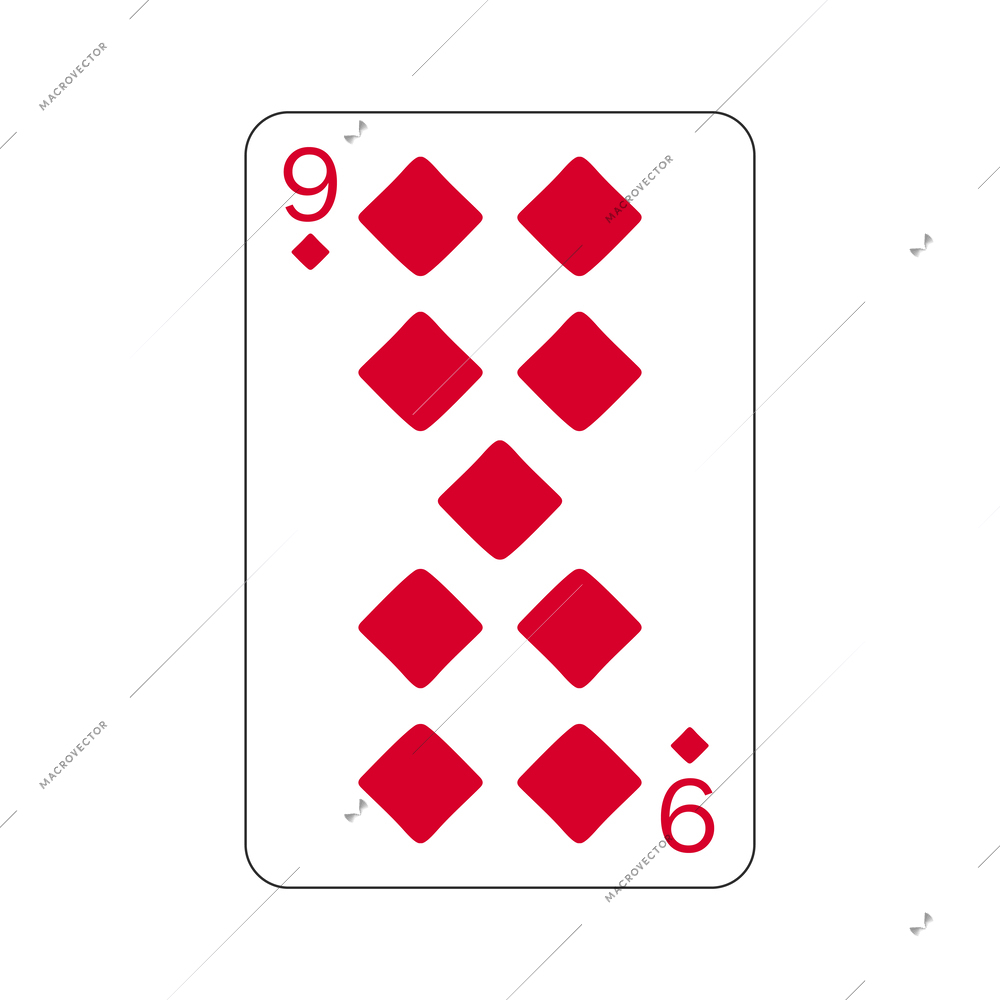 Flat nine of diamonds playing card vector illustration