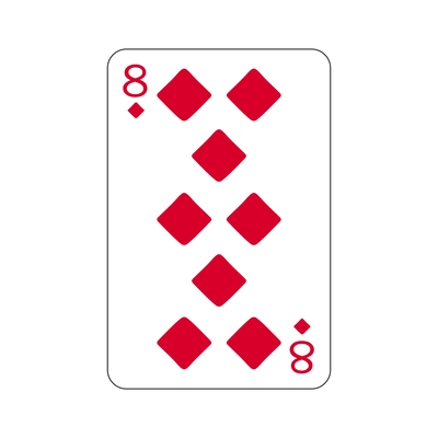 Eight of diamonds playing card flat vector illustration