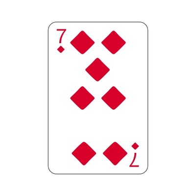 Flat seven of diamonds playing card flat vector illustration